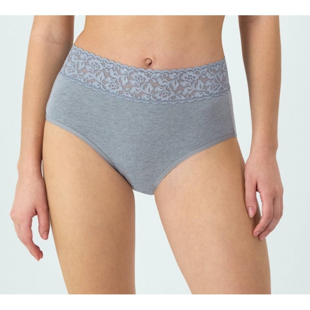 Hanes Premium Cotton Stretch Briefs 4 Pack Size 6/M black mauve gray Lace Trim